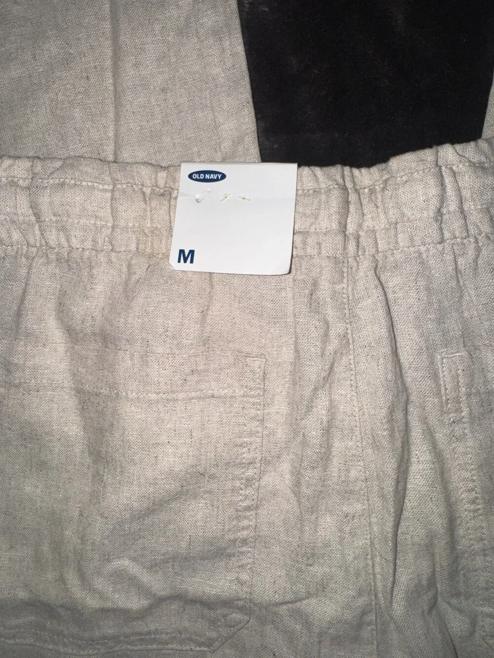 Old Navy Medium Beige Linen Rayon Pants Elastic Waist Drawstring